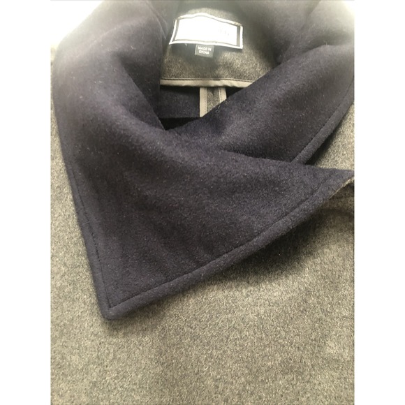 EDEN SOCIETY BLUE/GREY ASYMMETRICAL WRAP SNAP WOOL BLEND COAT SZ L NWOT - Picture 2 of 4